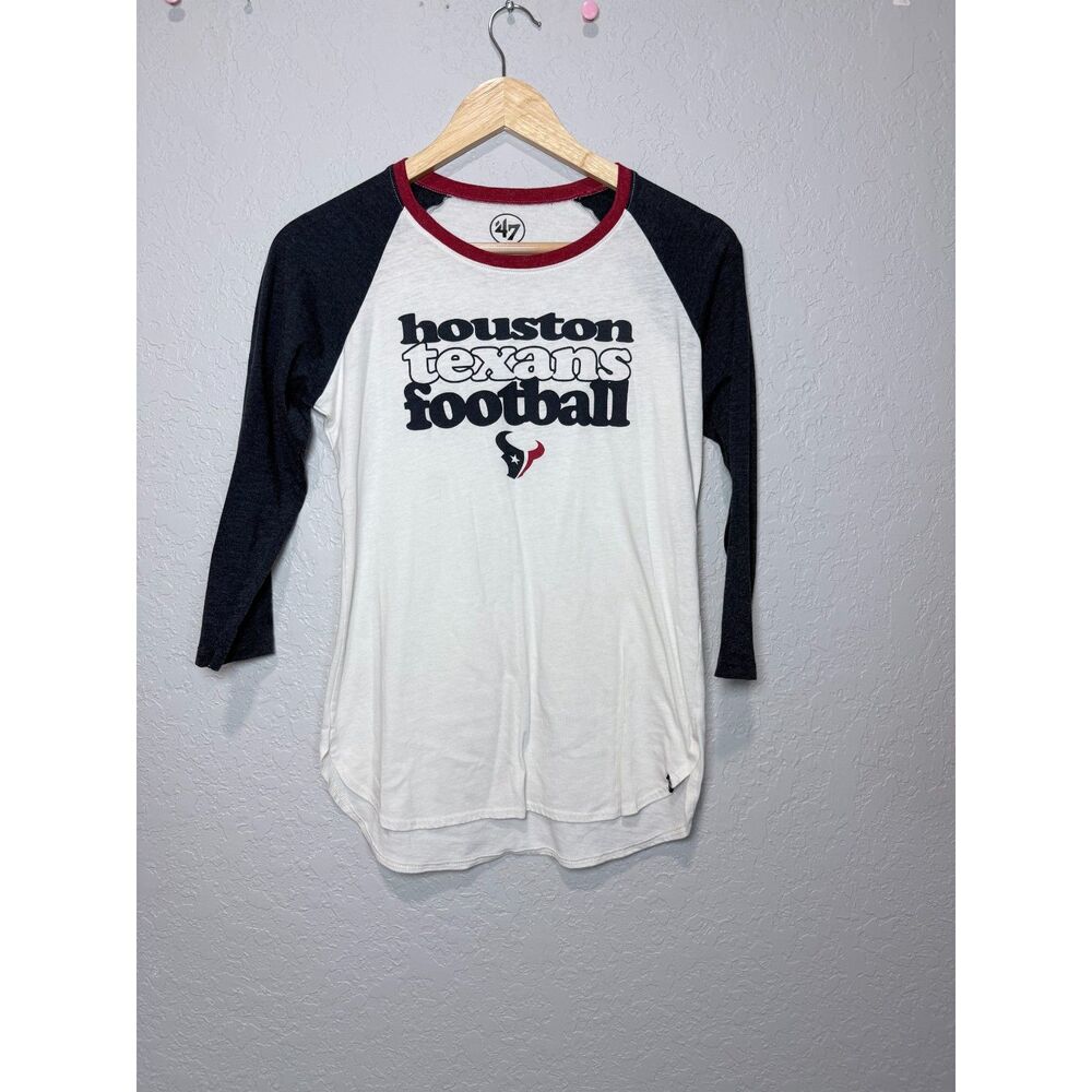 47 Brand Houston Texans S Retro Football Raglan Tee NFL Game Day 3/4 Sleeve